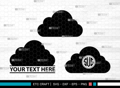 Cloud Icons Monogram, Clouds Svg, Jotta Cloud Svg, Cloudy, Rain Cloud, Cloud Monogram, Icon Monogram, Svg Cut File, Dxf, Eps, Png, SVG ETC Craft 