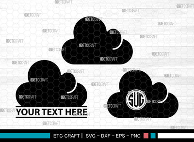 Cloud Icons Monogram, Clouds Svg, Jotta Cloud Svg, Cloudy, Rain Cloud, Cloud Monogram, Icon Monogram, Svg Cut File, Dxf, Eps, Png, SVG ETC Craft 