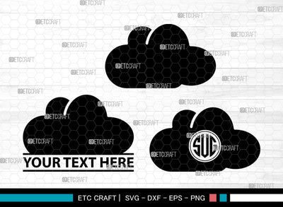 Cloud Icons Monogram, Clouds Svg, Jotta Cloud Svg, Cloudy, Rain Cloud, Cloud Monogram, Icon Monogram, Svg Cut File, Dxf, Eps, Png, SVG ETC Craft 