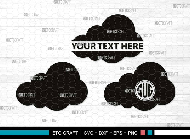 Cloud Monogram, Cloud Silhouette, Cloud SVG, Rain Cloud Svg, Sky Svg, Weather Svg, Black Clouds Svg, SB00491 SVG ETC Craft 