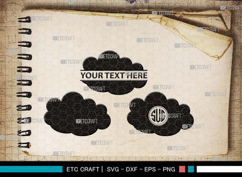 Cloud Monogram, Cloud Silhouette, Cloud SVG, Rain Cloud Svg, Sky Svg, Weather Svg, Black Clouds Svg, SB00491 SVG ETC Craft 
