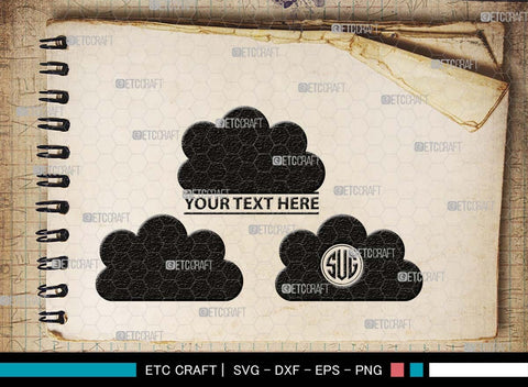 Cloud Monogram, Cloud Silhouette, Cloud SVG, Rain Cloud Svg, Sky Svg, Weather Svg, Black Clouds Svg, SB00491 SVG ETC Craft 