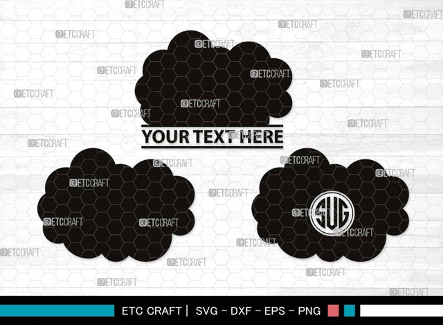 Cloud Monogram, Cloud Silhouette, Cloud SVG, Rain Cloud Svg, Sky Svg, Weather Svg, Black Clouds Svg, SB00491 SVG ETC Craft 