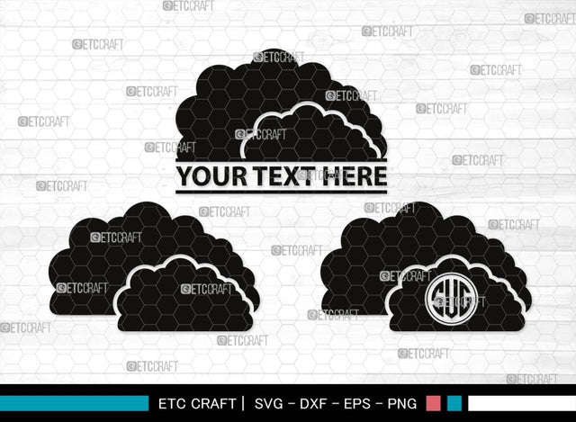 Cloud Monogram, Cloud Silhouette, Cloud SVG, Rain Cloud Svg, Sky Svg, Weather Svg, Black Clouds Svg, SB00491 SVG ETC Craft 