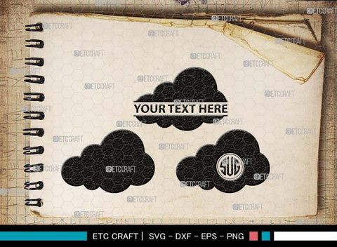 Cloud Monogram, Cloud Silhouette, Cloud SVG, Rain Cloud Svg, Sky Svg, Weather Svg, Black Clouds Svg, SB00491 SVG ETC Craft 