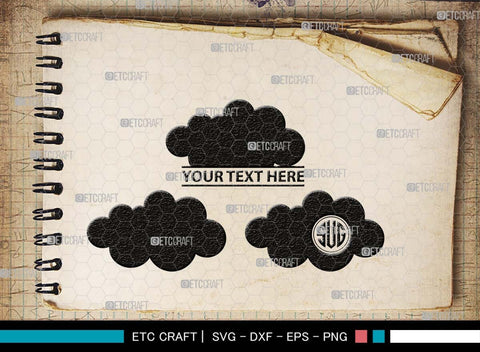 Cloud Monogram, Cloud Silhouette, Cloud SVG, Rain Cloud Svg, Sky Svg, Weather Svg, Black Clouds Svg, SB00491 SVG ETC Craft 