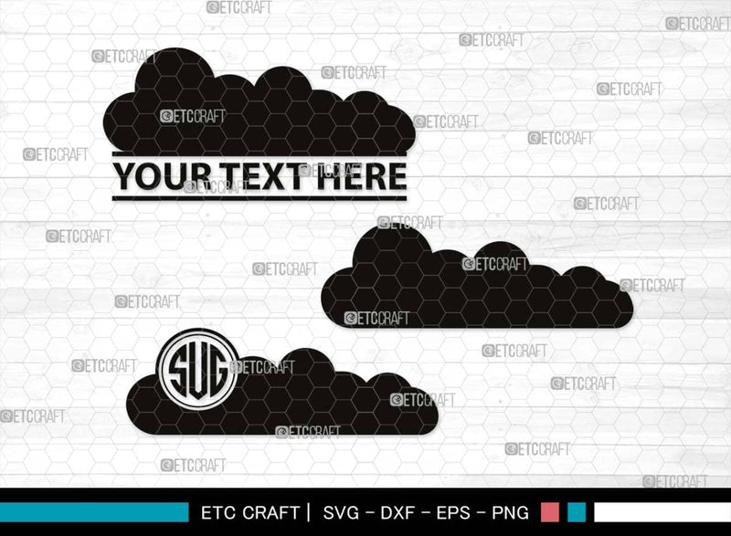 Cloud Monogram, Cloud Silhouette, Cloud SVG, Rain Cloud Svg, Sky Svg ...