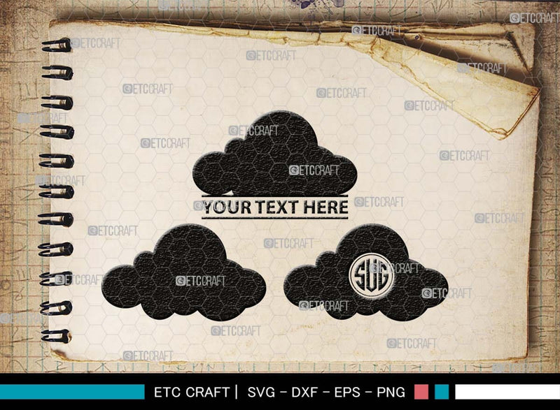 Cloud Monogram, Cloud Silhouette, Cloud SVG, Rain Cloud Svg, Sky Svg ...