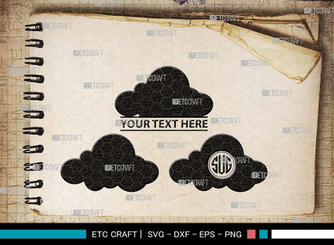 Cloud Monogram, Cloud Silhouette, Cloud SVG, Rain Cloud Svg, Sky Svg, Weather Svg, Black Clouds Svg, SB00491 SVG ETC Craft 
