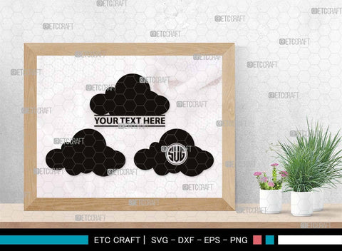 Cloud Monogram, Cloud Silhouette, Cloud SVG, Rain Cloud Svg, Sky Svg, Weather Svg, Black Clouds Svg, SB00491 SVG ETC Craft 