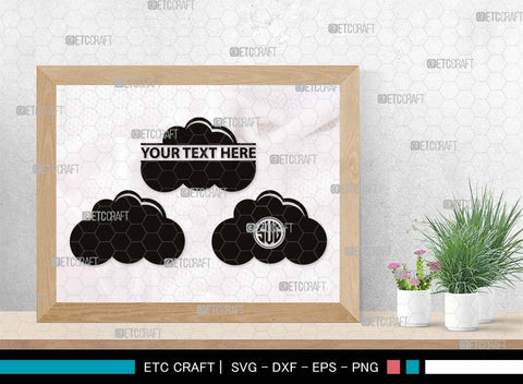 Cloud Monogram, Cloud Silhouette, Cloud SVG, Rain Cloud Svg, Sky Svg, Weather Svg, Black Clouds Svg, SB00491 SVG ETC Craft 