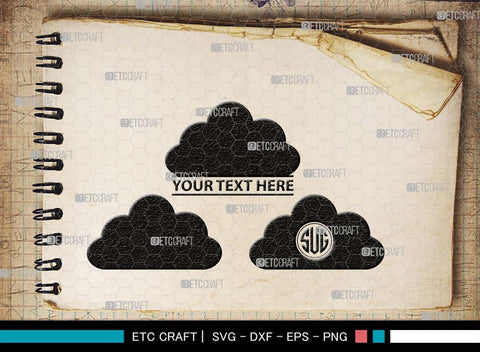 Cloud Monogram, Cloud Silhouette, Cloud SVG, Rain Cloud Svg, Sky Svg, Weather Svg, Black Clouds Svg, SB00491 SVG ETC Craft 