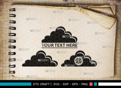 Cloud Monogram, Cloud Silhouette, Cloud SVG, Rain Cloud Svg, Sky Svg, Weather Svg, Black Clouds Svg, SB00491 SVG ETC Craft 