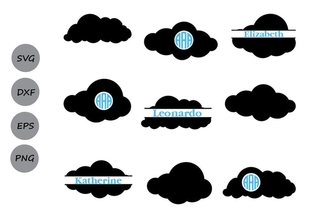 Cloud Monogram| Clouds SVG Cut Files SVG CosmosFineArt 
