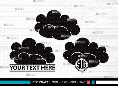 Cloud Monogram SVG | Rain Cloud Svg | Weather Svg | Sky Svg | Clouds Svg | Cloud Clipart SVG ETC Craft 