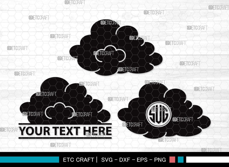 Cloud Monogram SVG | Rain Cloud Svg | Weather Svg | Sky Svg | Clouds Svg | Cloud Clipart SVG ETC Craft 
