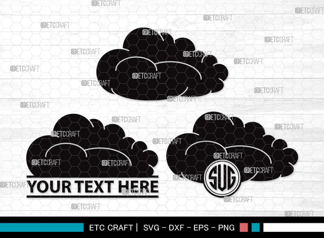 Cloud Monogram SVG | Rain Cloud Svg | Weather Svg | Sky Svg | Clouds Svg | Cloud Clipart SVG ETC Craft 
