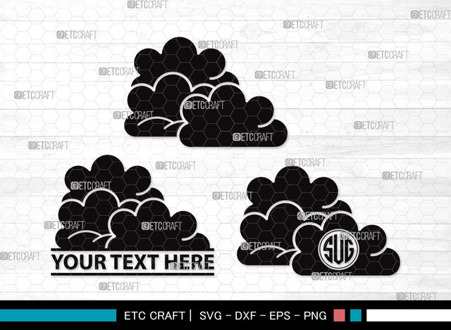 Cloud Monogram SVG | Rain Cloud Svg | Weather Svg | Sky Svg | Clouds Svg | Cloud Clipart SVG ETC Craft 