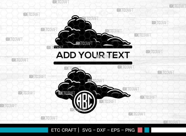 Cloud Monogram SVG, Weather Svg, Sky Svg, Rain Cloud Svg, Split Monogram Svg SVG ETC Craft 