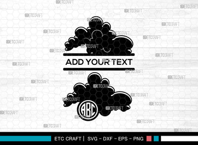 Cloud Monogram SVG, Weather Svg, Sky Svg, Rain Cloud Svg, Split Monogram Svg SVG ETC Craft 
