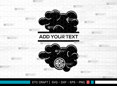 Cloud Monogram SVG, Weather Svg, Sky Svg, Rain Cloud Svg, Split Monogram Svg SVG ETC Craft 