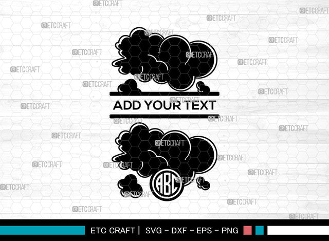 Cloud Monogram SVG, Weather Svg, Sky Svg, Rain Cloud Svg, Split Monogram Svg SVG ETC Craft 