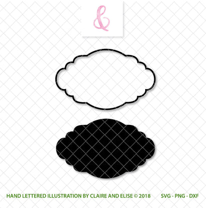 Cloud / Scalloped Monogram Frame - SVG PNG DXF SVG Claire And Elise 