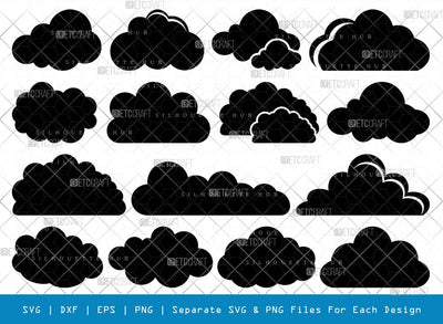 Cloud SVG Cut Files | Cloud Silhouette | Rain Cloud Svg | Sky Svg | Weather Svg | Black Clouds Svg | Cloud Bundle SVG ETC Craft 