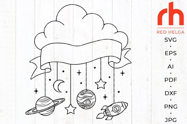 Cloud with blank banner svg - Baby cloud svg - Baby banner svg SVG RedHelgaArt 