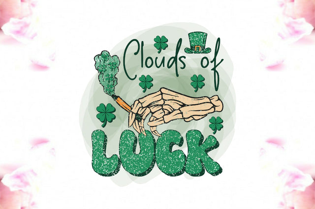 Clouds of Luck Skeleton Patricks Day PNG Sublimation Jagonath Roy 
