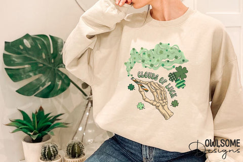 Clouds Of Luck Skeleton Patricks Day Sublimation Owlsome.Designs 