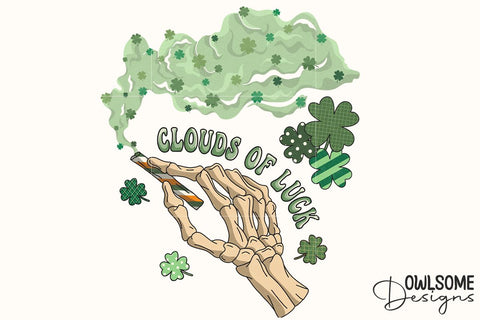 Clouds Of Luck Skeleton Patricks Day Sublimation Owlsome.Designs 