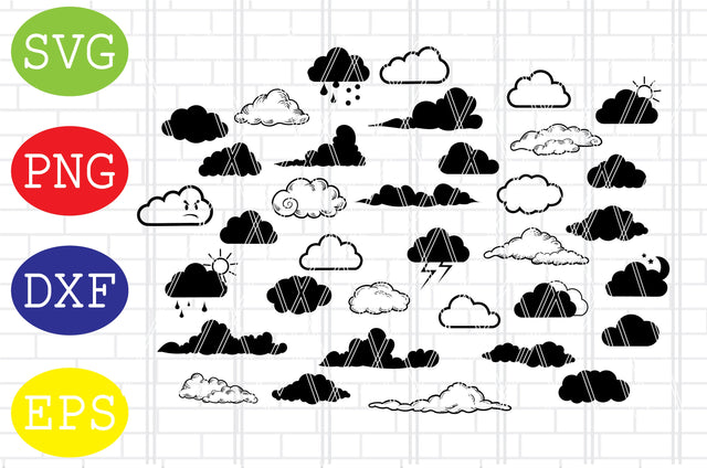 Clouds SVG, Clouds Cut Files, Cloud Silhouette, Cloud Cricut, Weather Cloud SVG, Weather Cut Files, Clouds Clipart, Cute Cloud SVG SVG DigitalSvgFiles 