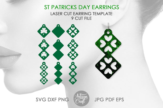 Clover earrings SVG, St Patrick's day earrings SVG Artisan Craft SVG 