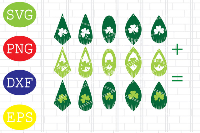 Clover Fringe Earrings Svg, Patricks Day Svg, Png, Eps, Dxf Files SVG DigitalSvgFiles 