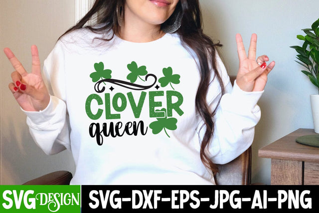 Clover Queen SVG Cut File ,Clover Queen PNG ,St.Patrick's Day SVG Design SVG BlackCatsMedia 