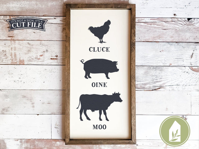 Cluck Oink Moo SVG | Kitchen SVG | Farmhouse Sign Design SVG LilleJuniper 