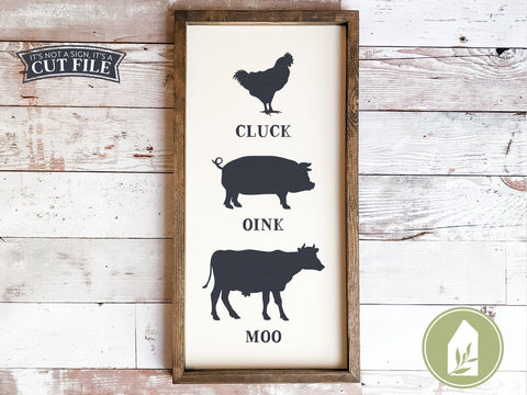 Cluck Oink Moo SVG | Kitchen SVG | Farmhouse Sign Design SVG LilleJuniper 