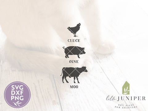 Cluck Oink Moo SVG | Kitchen SVG | Farmhouse Sign Design SVG LilleJuniper 