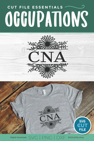 CNA with Split Frame Flowers SVG SVG SVG Cut File 