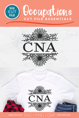 CNA with Split Frame Flowers SVG SVG SVG Cut File 