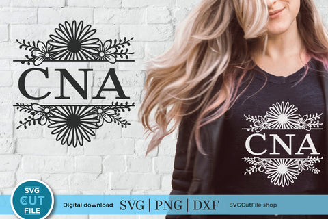 CNA with Split Frame Flowers SVG SVG SVG Cut File 