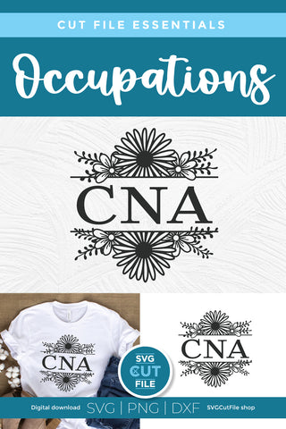 CNA with Split Frame Flowers SVG SVG SVG Cut File 