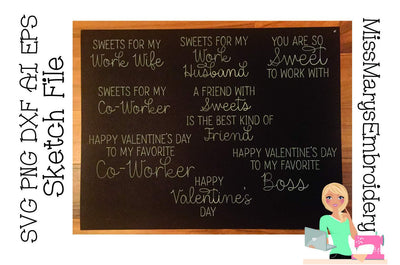Co-Worker Sweets Sketch Files | Foil Quill | Drawing File Sketch DESIGN MissMarysEmbroidery 