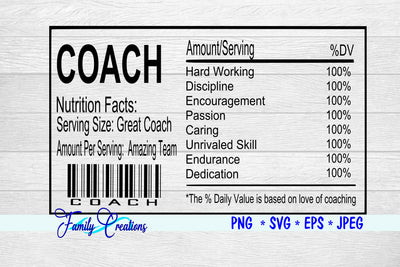 Coach Nutrition Label SVG Family Creations 