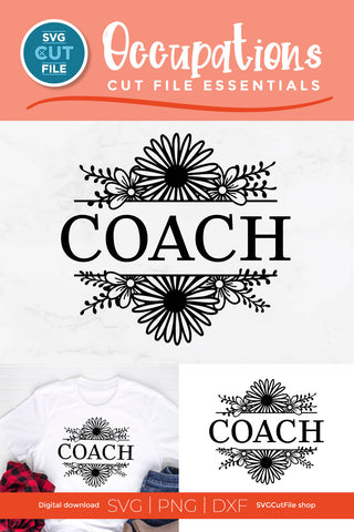 Coach svg with Floral Split Frame SVG SVG Cut File 
