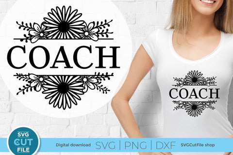 Coach svg with Floral Split Frame SVG SVG Cut File 