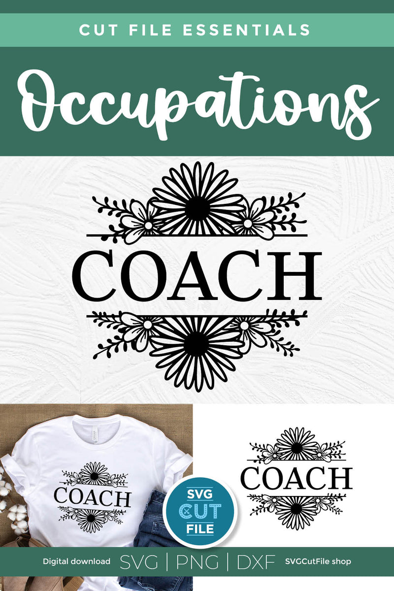 Coach svg with Floral Split Frame - So Fontsy