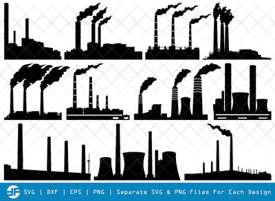 Coal Power Plant SVG Cut Files | Silhouette Bundle SVG ETC Craft 