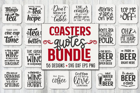 Coaster Bundle, Wine Svg, Coffee Svg, Beer Svg, Whiskey Svg SVG Craft Pixel Perfect 